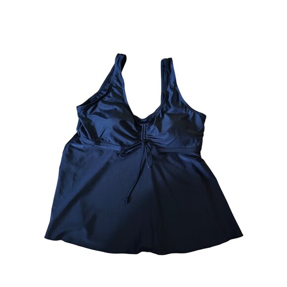 Black Tankini Swim Top Medium Stretch Beach Pool Bathing Suit Summer Cute Basic - Picture 1 of 6